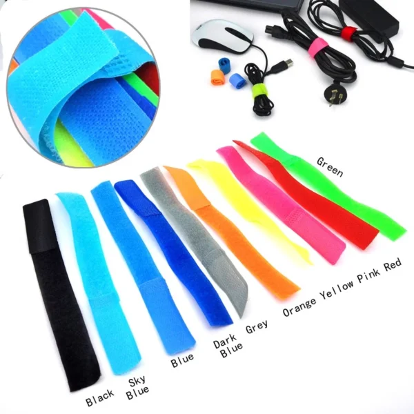 DIY Candy Colored Velcro Cable Tie Computer Line Belt Storage zheng li xian Strap on