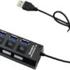 4Ports LED USB 2 0 Adapter Hub Power On Off Switch for PC Laptop Computer