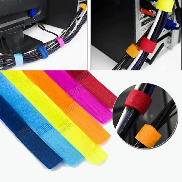 DIY Candy Colored Velcro Cable Tie Computer Line Belt Storage zheng li xian Strap on