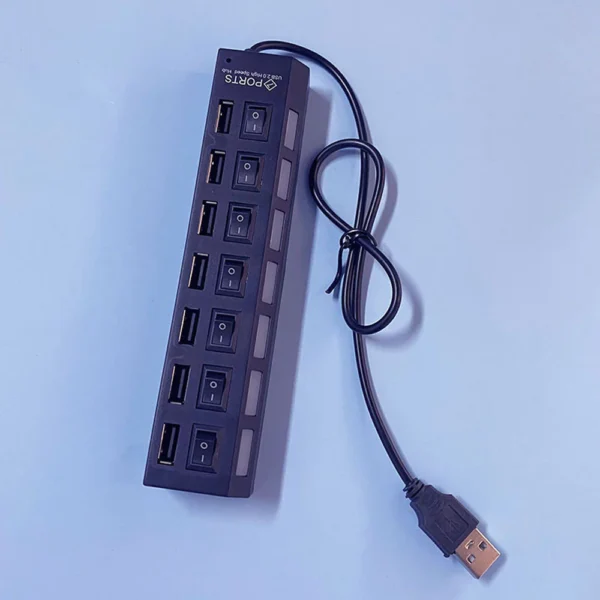 Multi Port USB Hub Splitter with Individual Switch and Powered ON OFF for Laptop PC