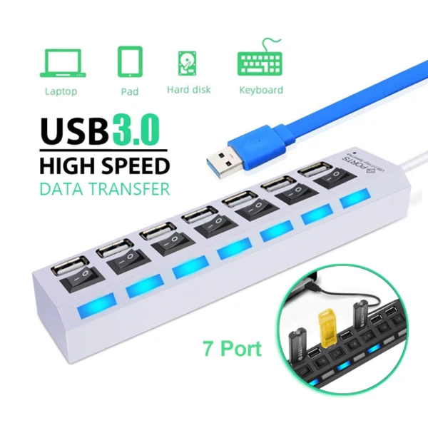 4 Port HUBs High Speed USB 3 0 HUB Splitter Computer Charging Devices Data Transfer USB Adapter For PC Computer