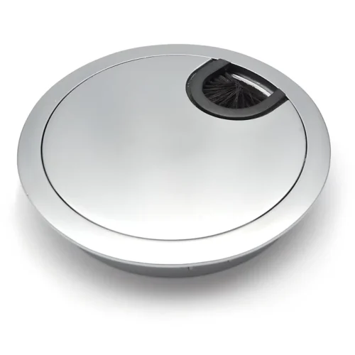 60mm Hole Plastic Chrome Cover Wire Cable End Cap For Computer Desk Table