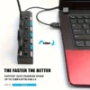 4Ports LED USB 2 0 Adapter Hub Power On Off Switch for PC Laptop Computer