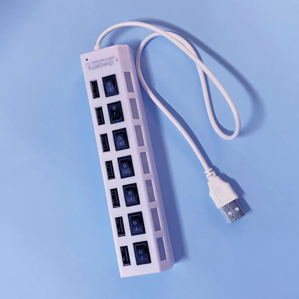 Multi Port USB Hub Splitter with Individual Switch and Powered ON OFF for Laptop PC