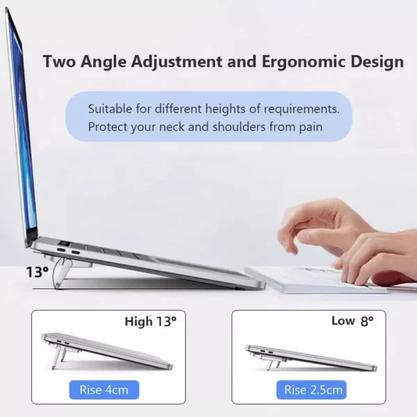Laptop Stand 2PCS Mini Foldable Portable Computer Riser 2 Adjustable Angle Notebook Stand Keyboard Lift for Desk