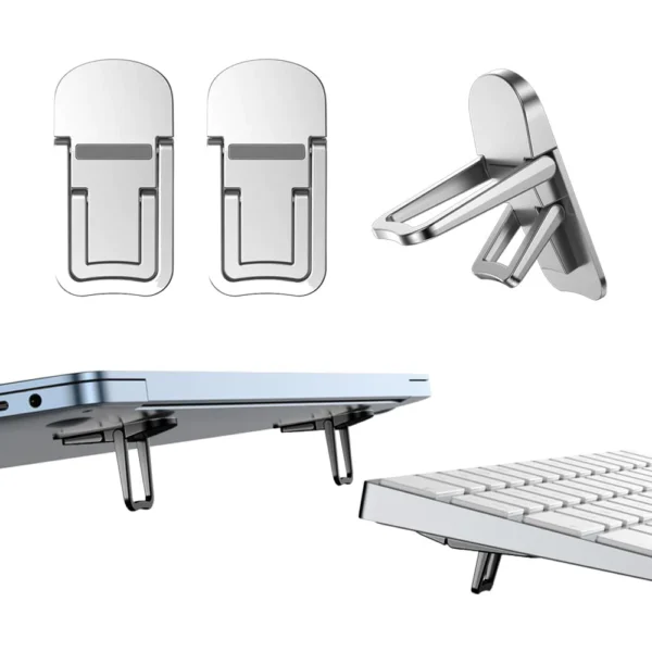 Laptop Stand 2PCS Mini Foldable Portable Computer Riser 2 Adjustable Angle Notebook Stand Keyboard Lift for Desk